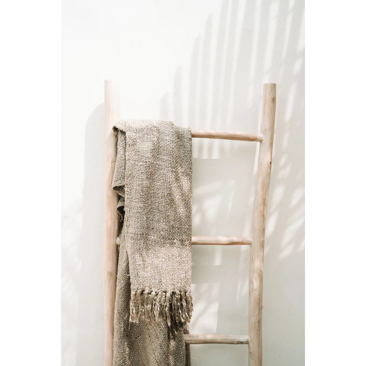 Handgeweven luxe Plaid in zijdelook - Beige - 170x130