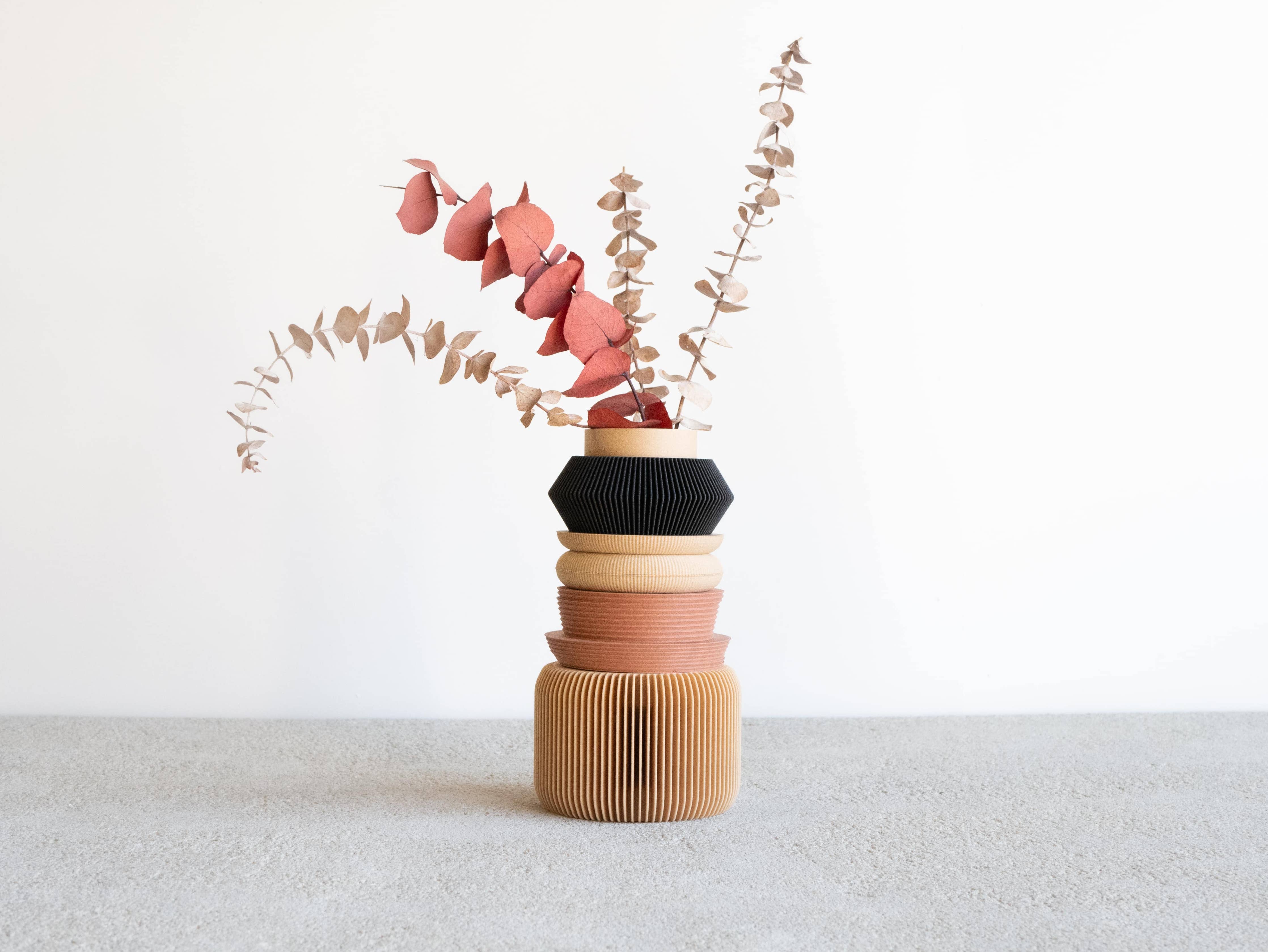 NU modulaire vaas, minimalistisch - uit gerecycleerde houtvezels & bioplastic maïs