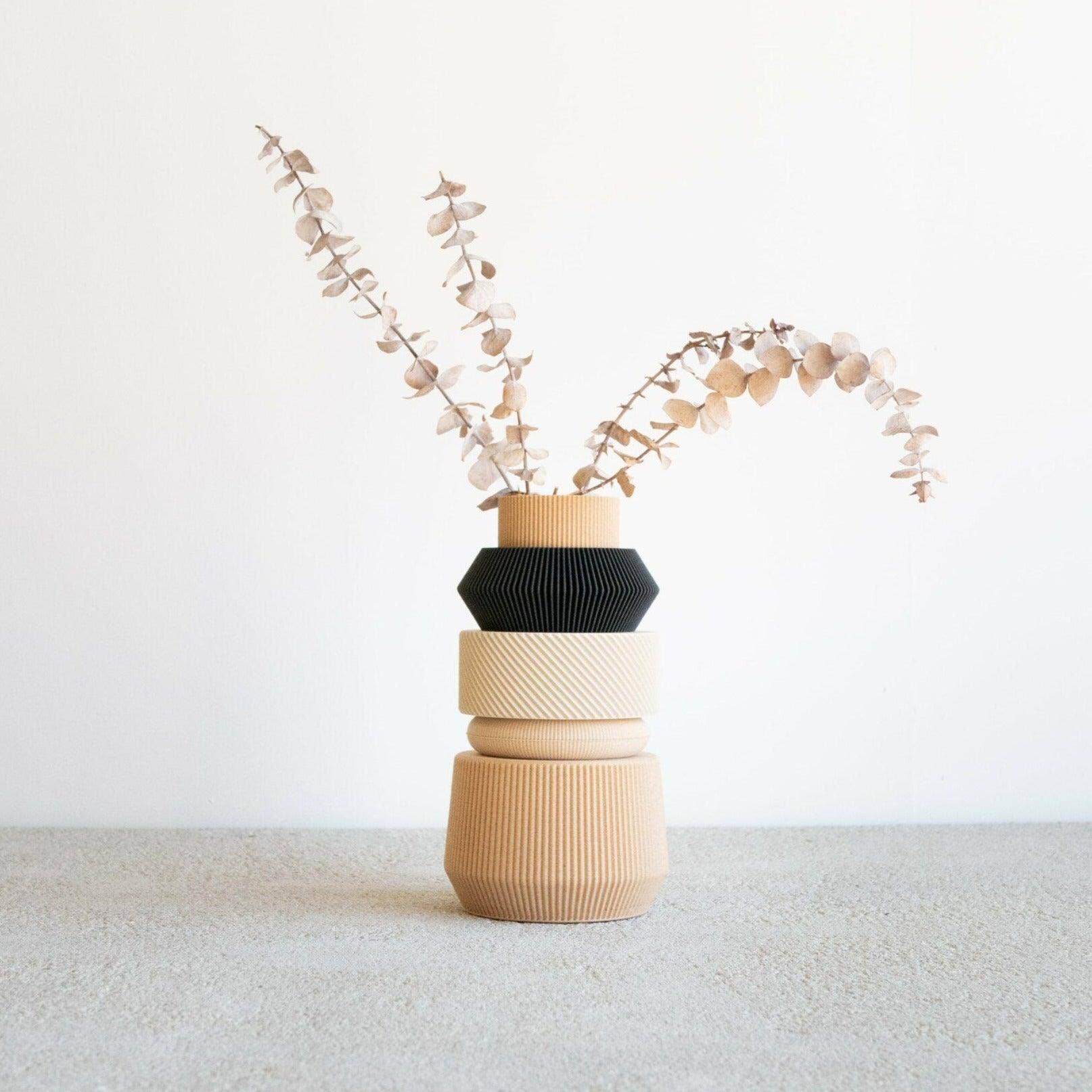 MEBLOURNE modulaire vaas, minimalistisch uit gerecycleerde houtvezel & bioplastic maïs