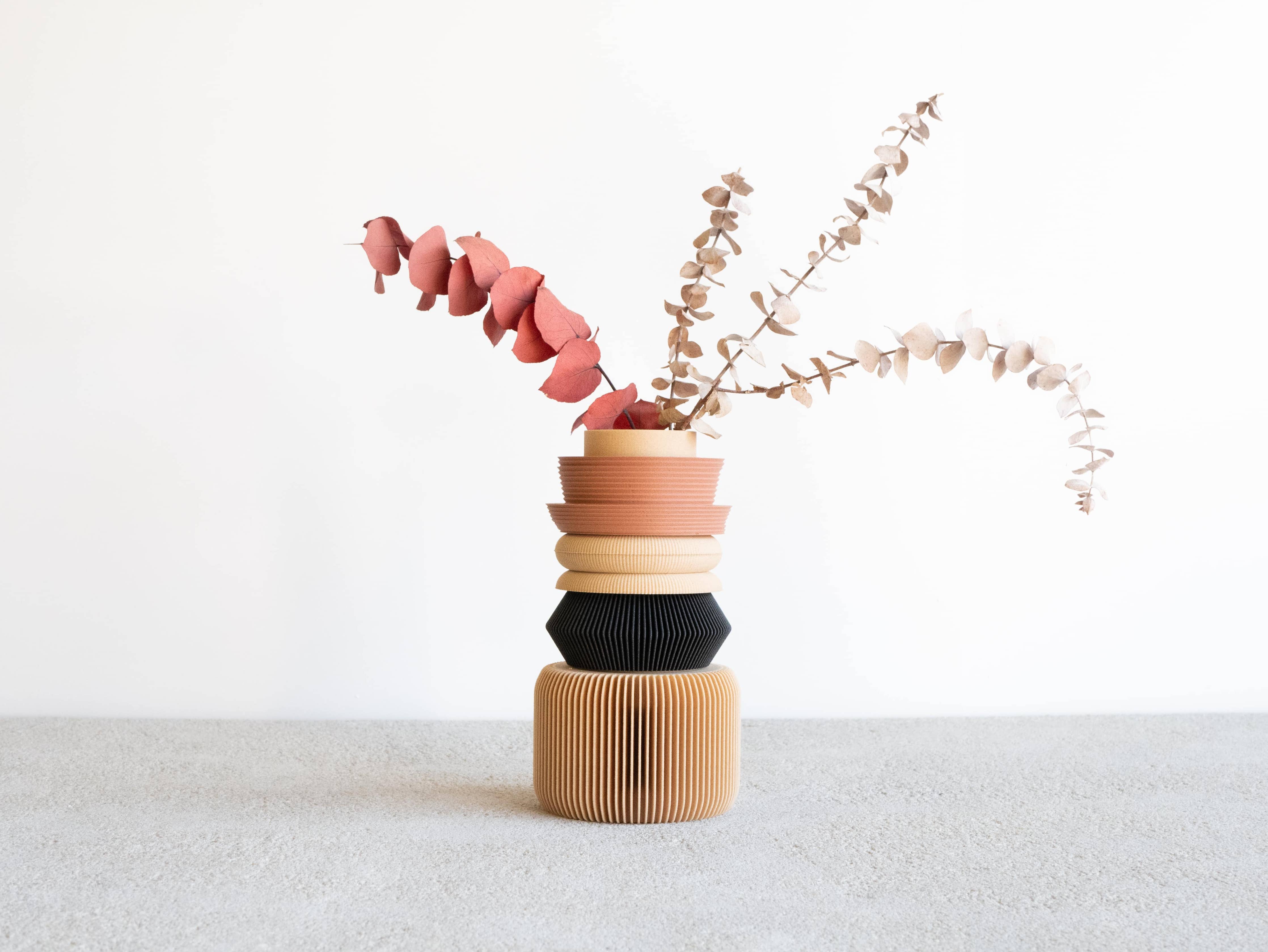 NU modulaire vaas, minimalistisch - uit gerecycleerde houtvezels & bioplastic maïs