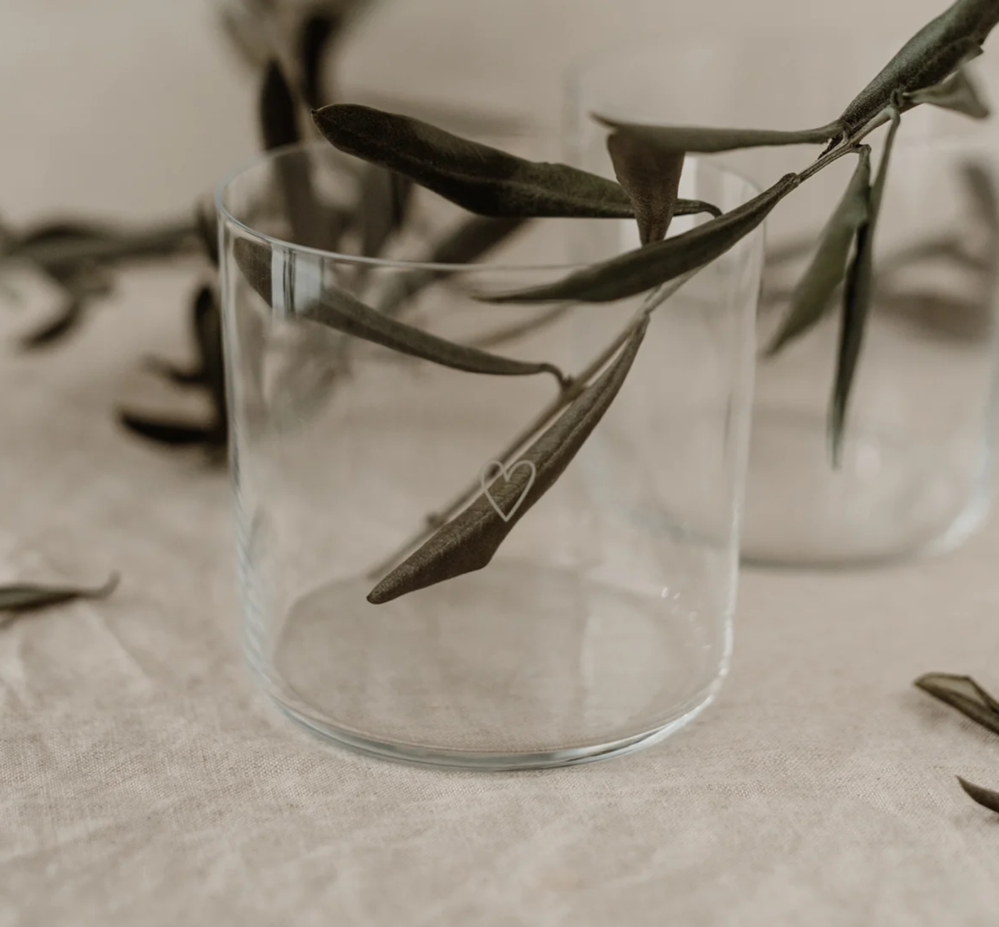 Wondermooi glas met hart - set van 2 (laatste stuks! )