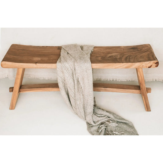 Handgeweven luxe Plaid in zijdelook - Beige - 170x130