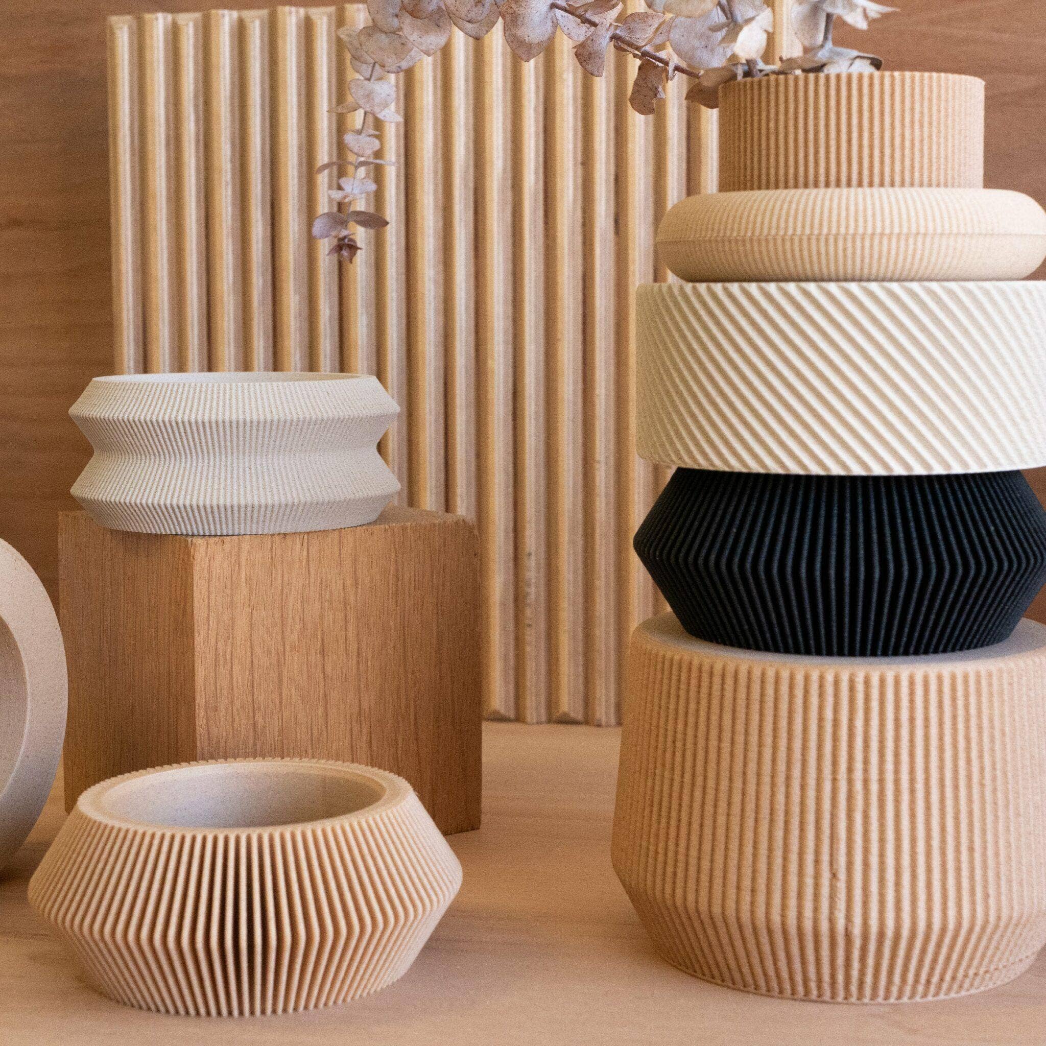 MEBLOURNE modulaire vaas, minimalistisch uit gerecycleerde houtvezel & bioplastic maïs