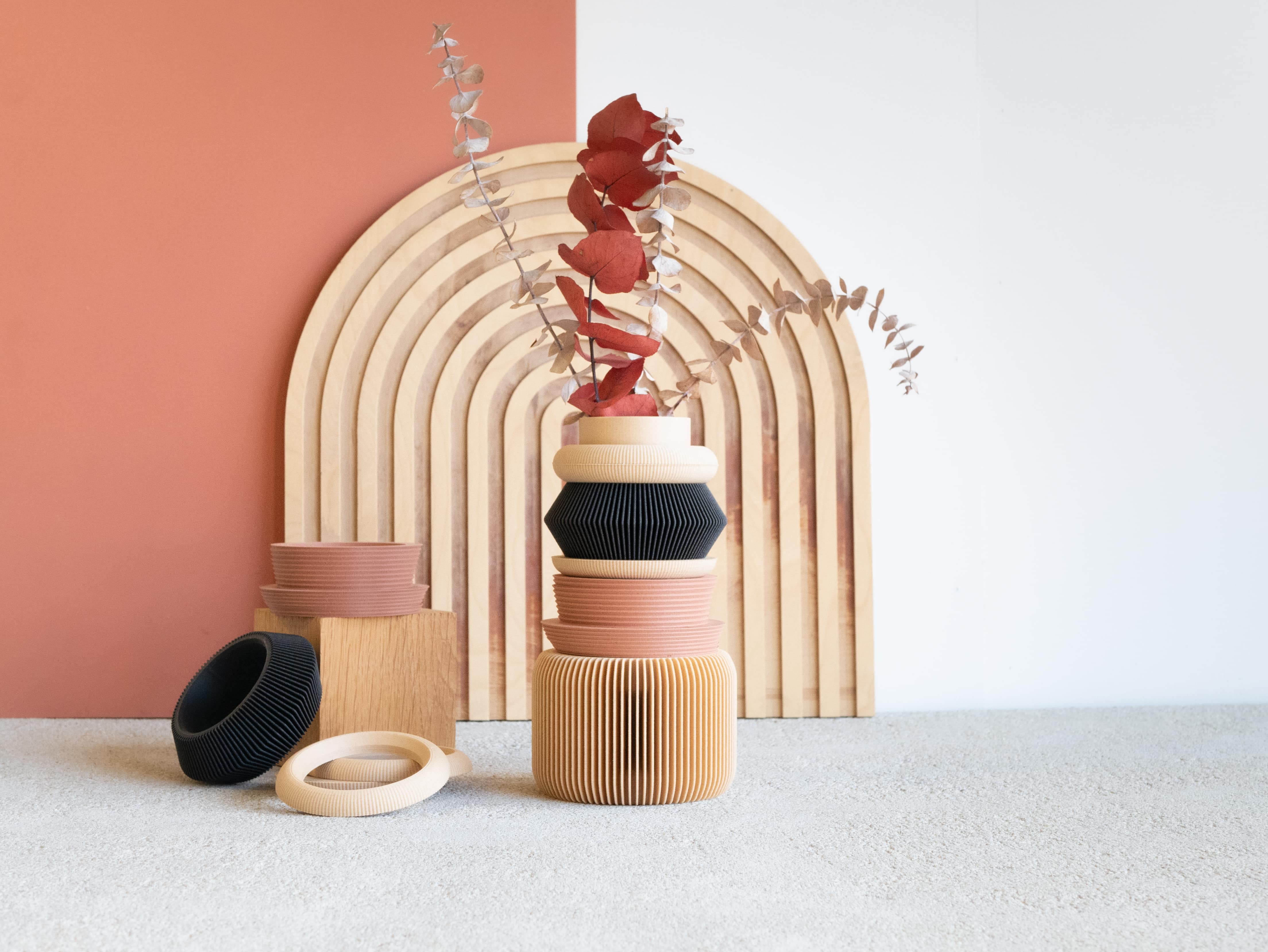 NU modulaire vaas, minimalistisch - uit gerecycleerde houtvezels & bioplastic maïs