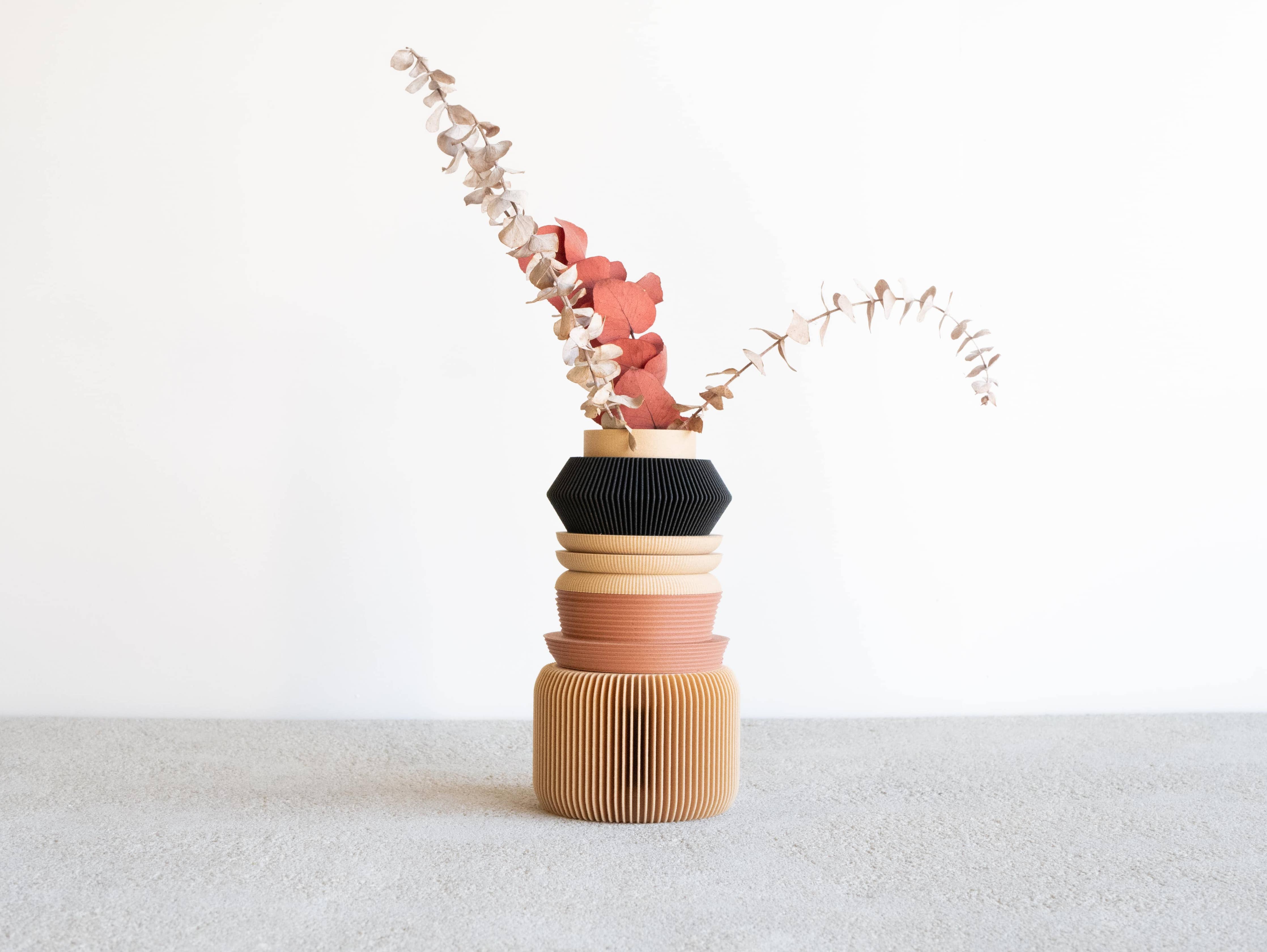 NU modulaire vaas, minimalistisch - uit gerecycleerde houtvezels & bioplastic maïs